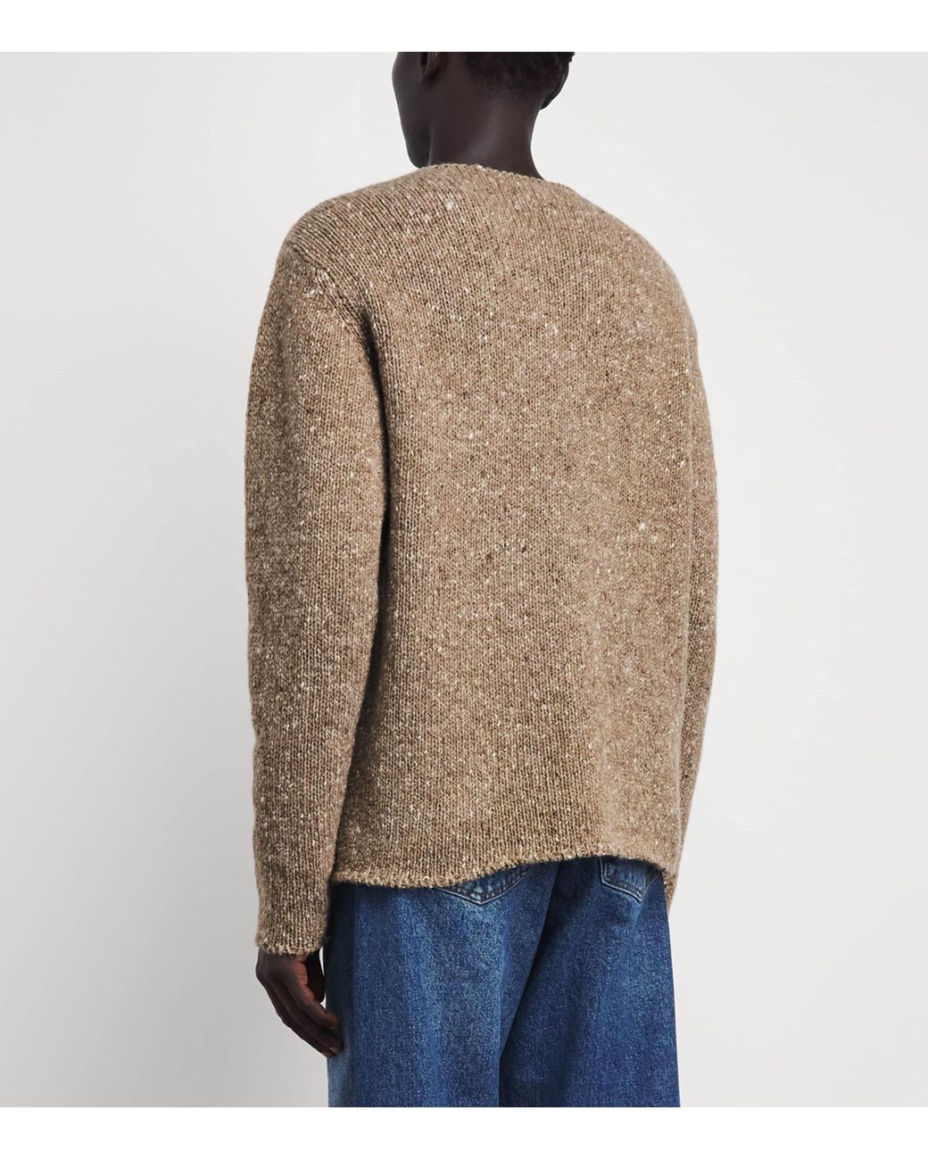 Auralee Brown Wool Tweed Sweater for men