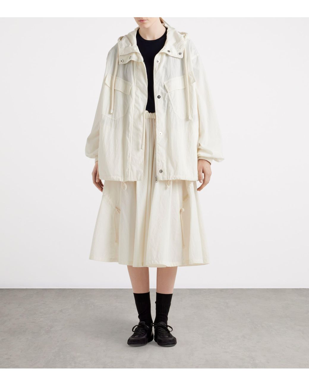 Prada Natural Cotton-Blend Midi Skirt