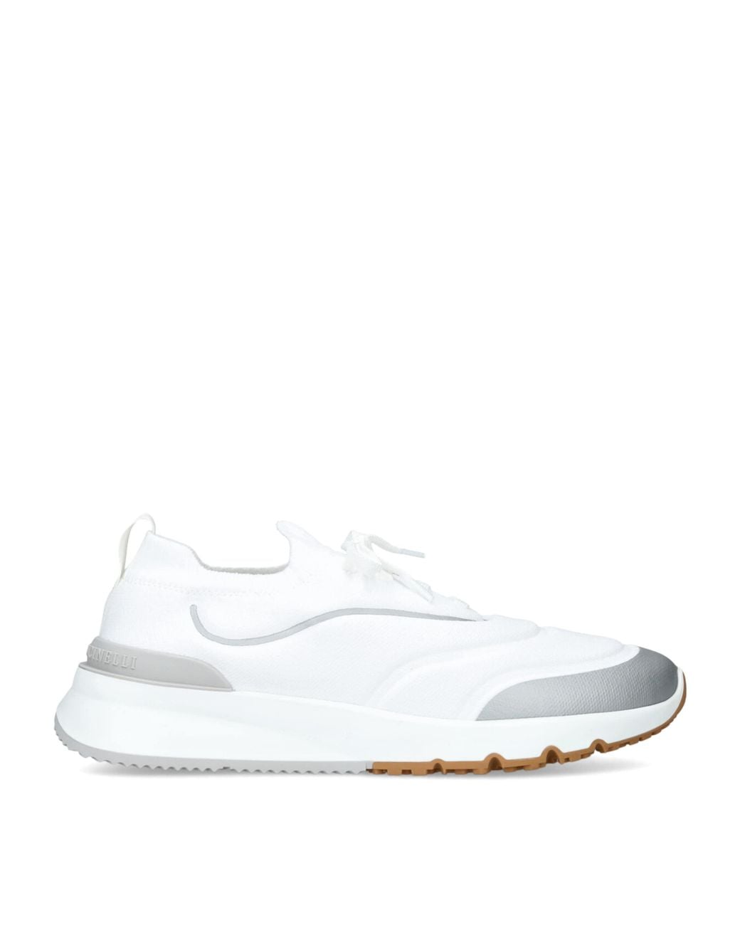 Brunello Cucinelli White Knitted Sportiv Sneakers for men