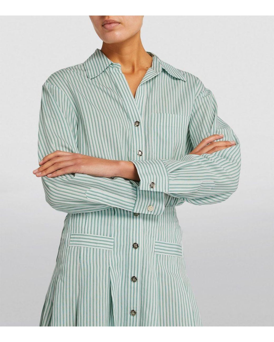 Maje Striped Shirt Dress in Green | Lyst