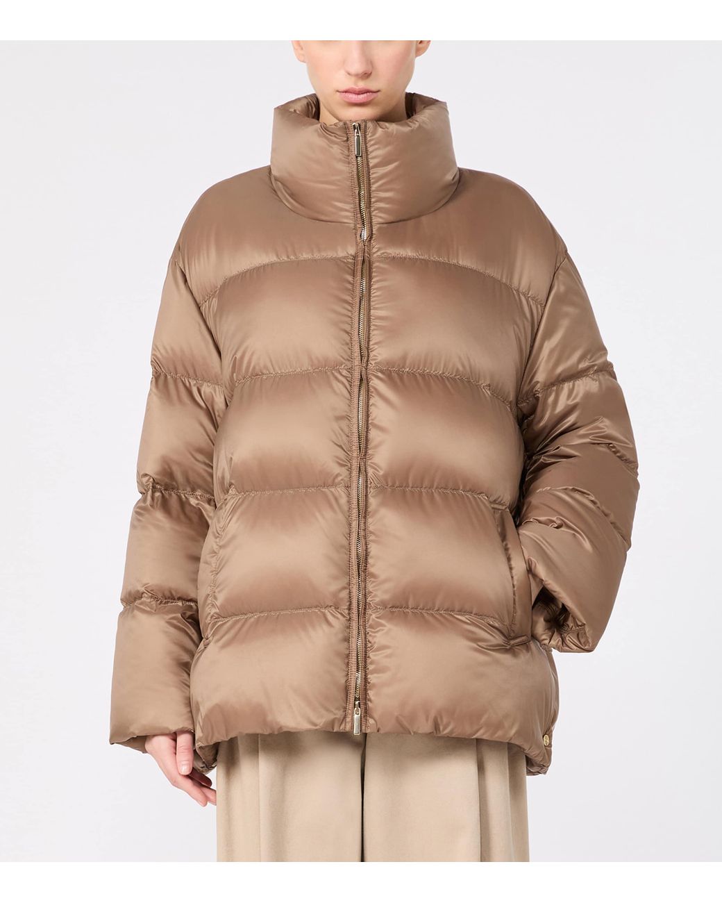 Max Mara Brown High-Neck Puffer Jacket
