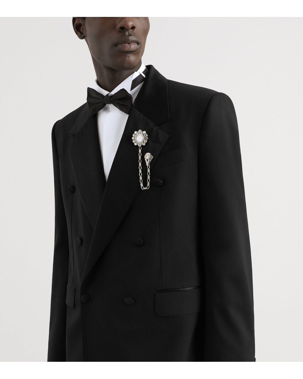 Dolce & Gabbana Black Virgin Wool-Silk Double-Breasted Blazer for men