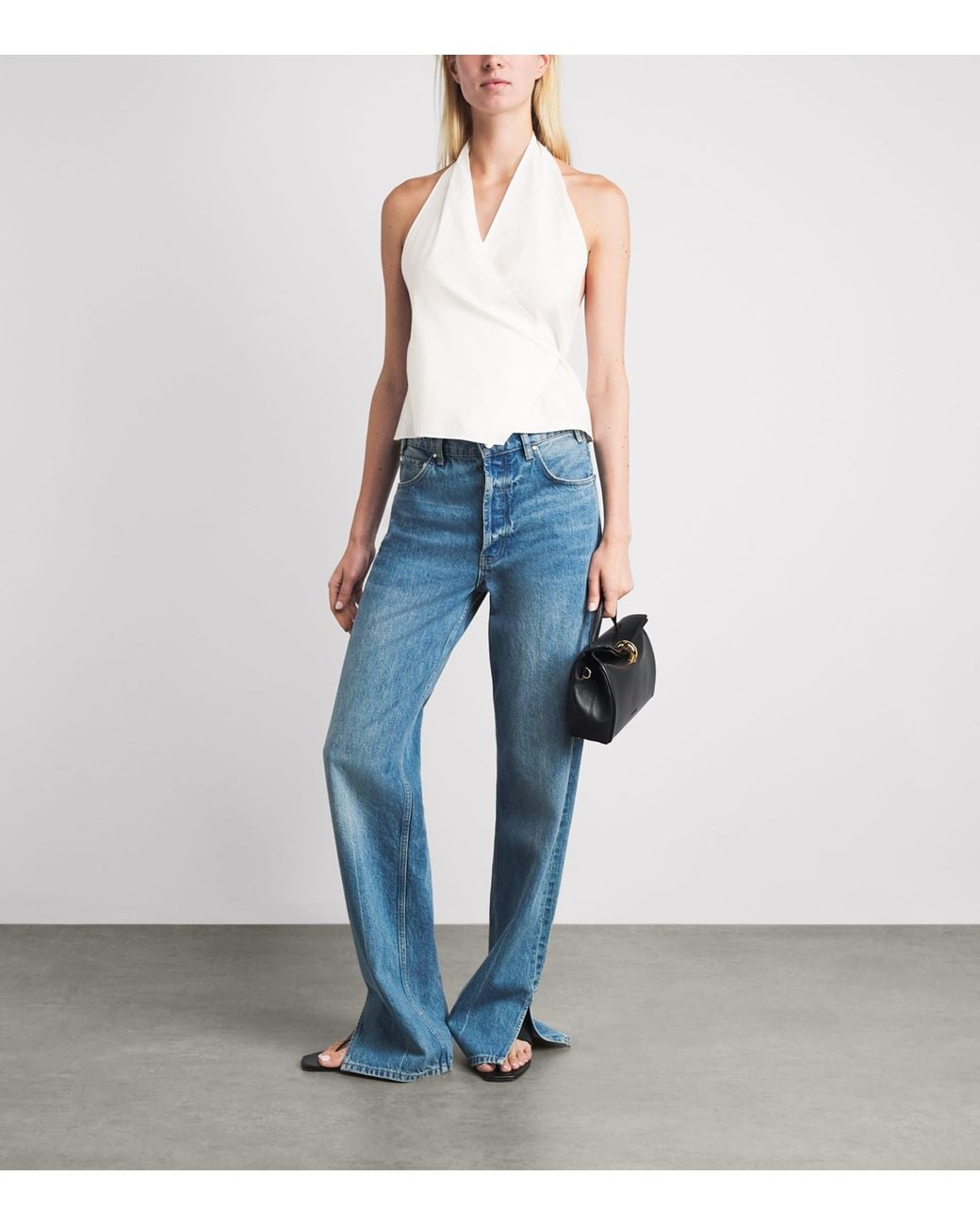 St. Agni White Organic Cotton Oxford Wrap Top