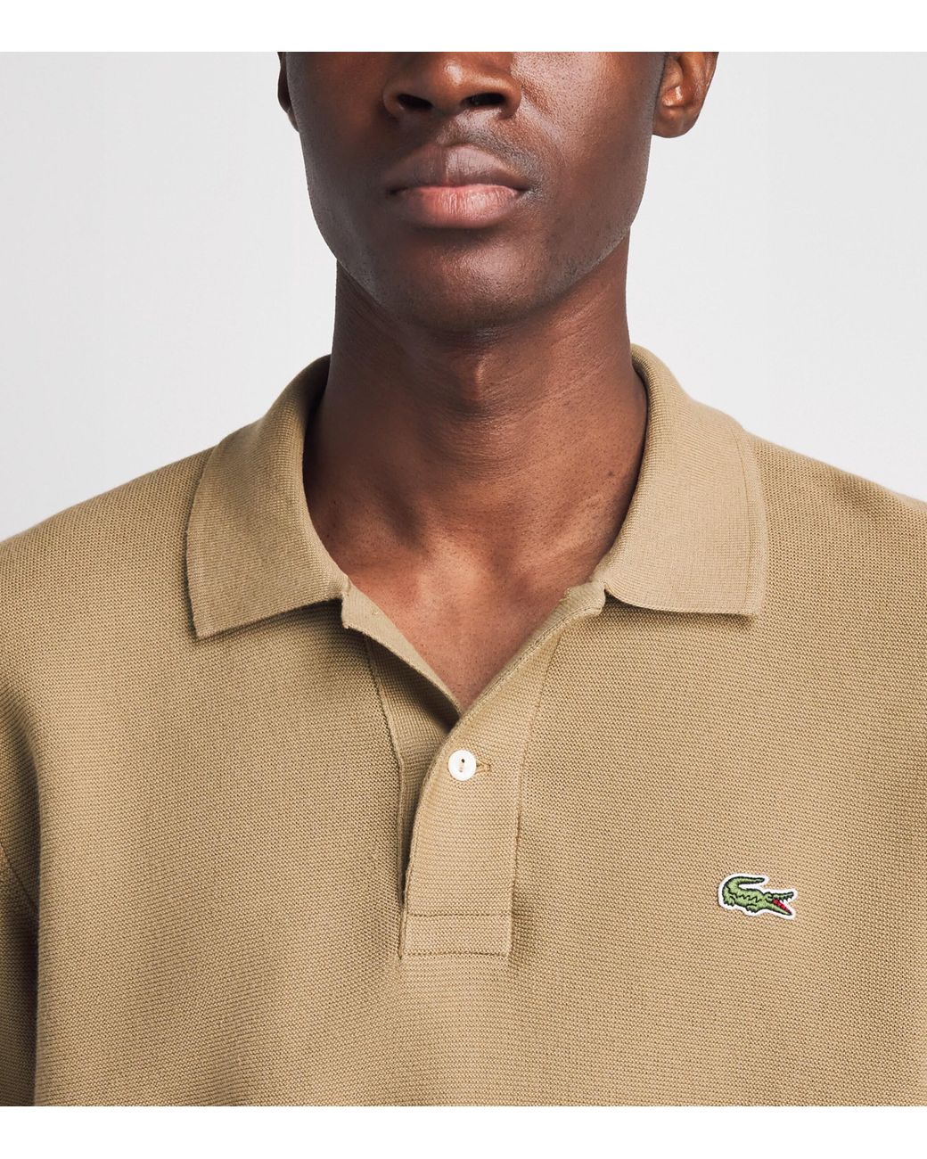 Lacoste Natural Cotton Knitted Polo Shirt for men