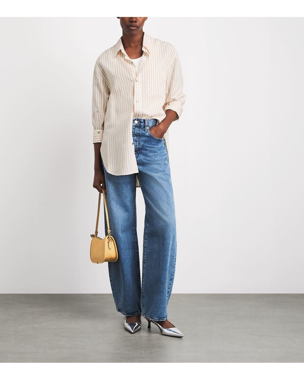 Citizens of Humanity White Cotton Stripe Kayla Shirt