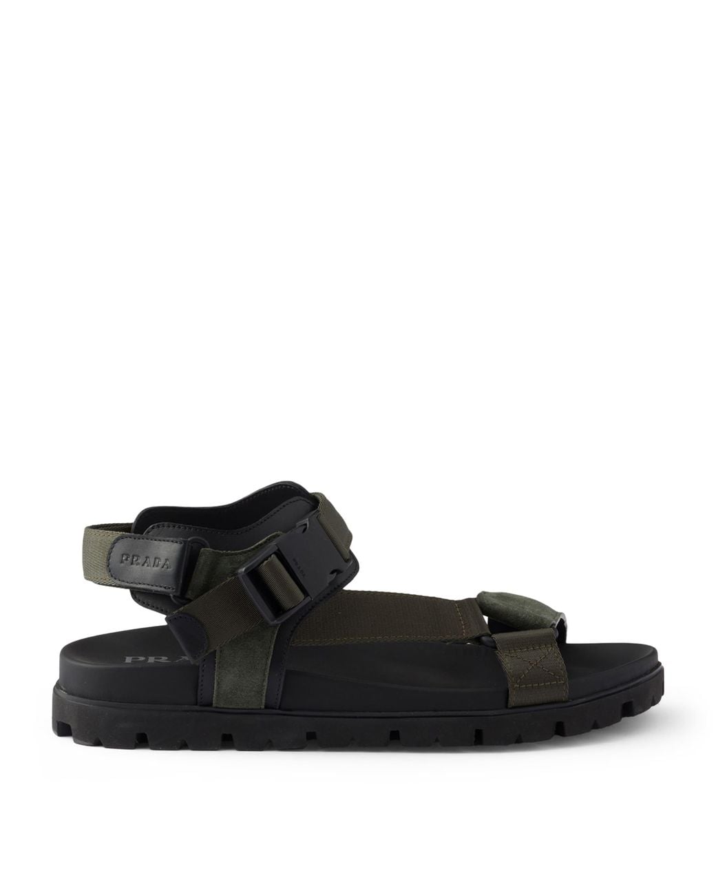 Prada Black Suede And Woven Tape Sandals for men