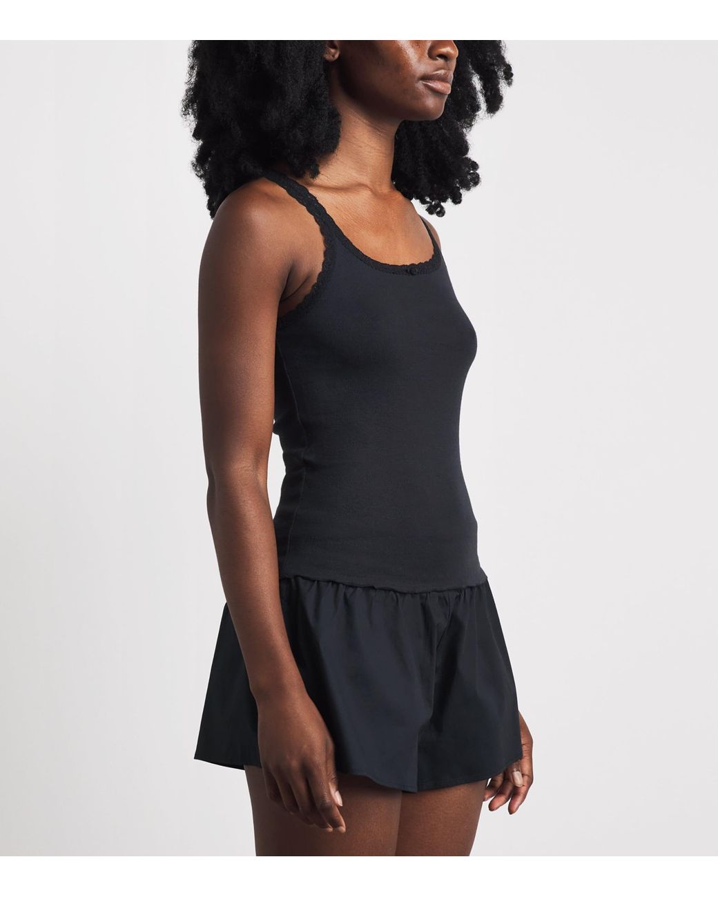 Skims Black Pointelle Cami Pyjama Top