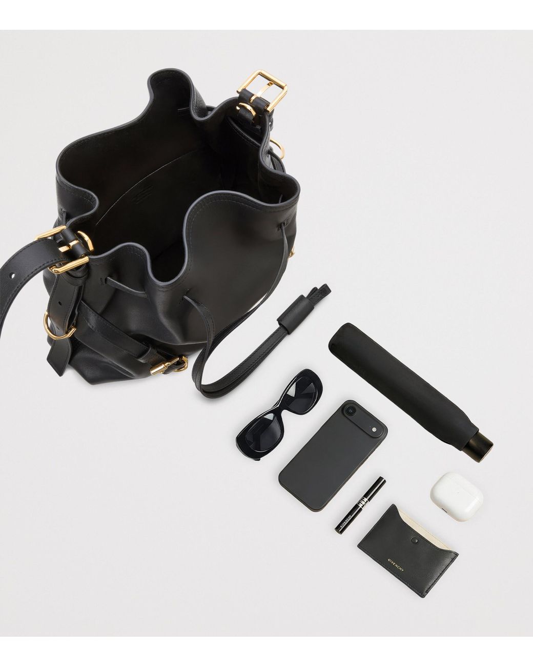 Givenchy Black Small Leather Voyou Bucket Bag