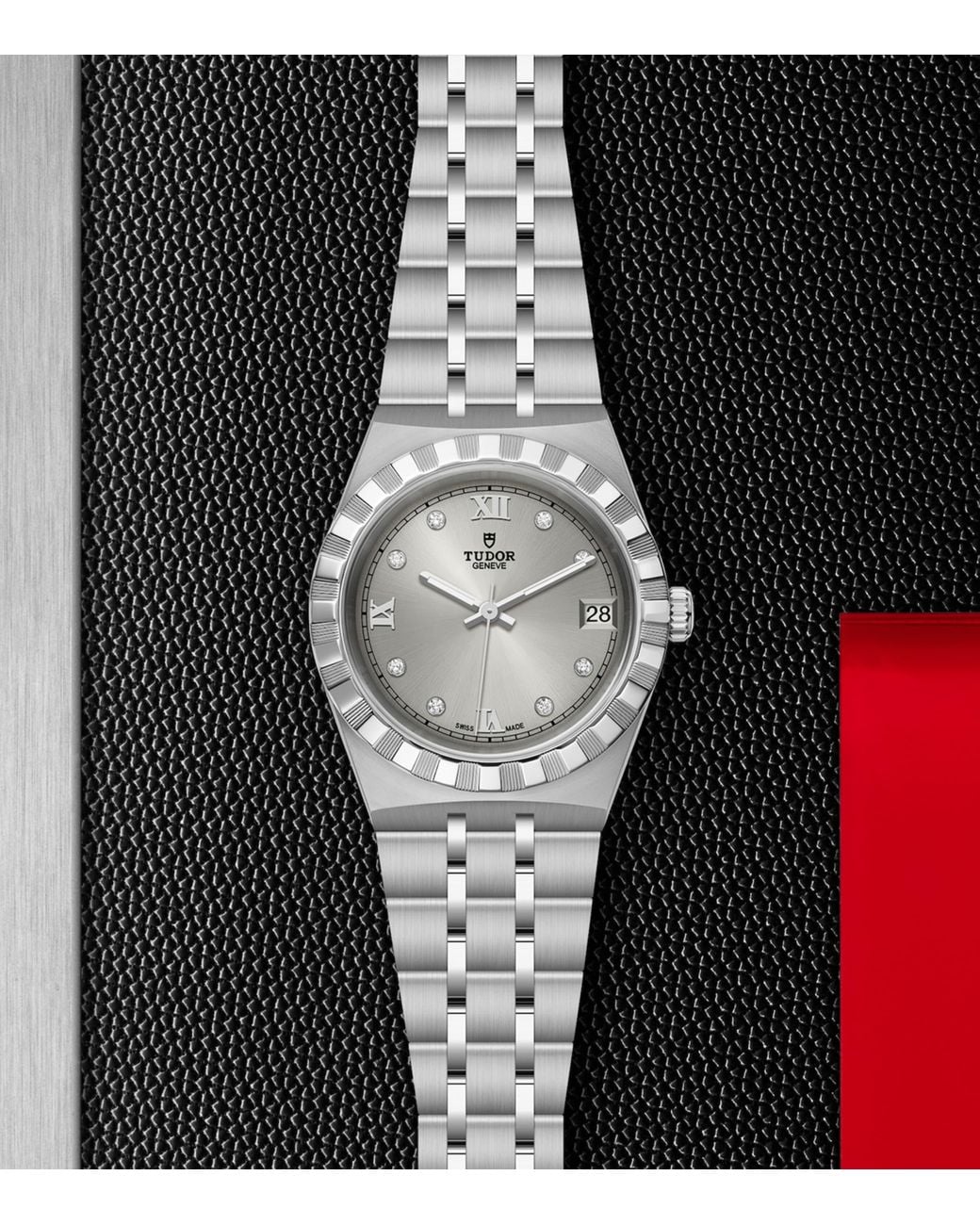 Tudor Gray Stainless Steel And Diamond Royal Watch
