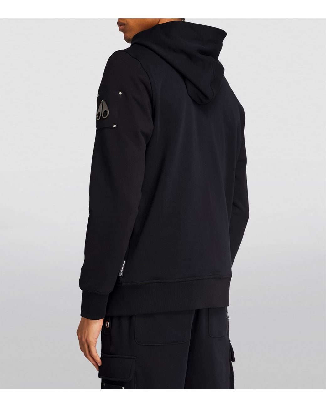 Moose Knuckles Black Logo Zip-Up Hoodie for men