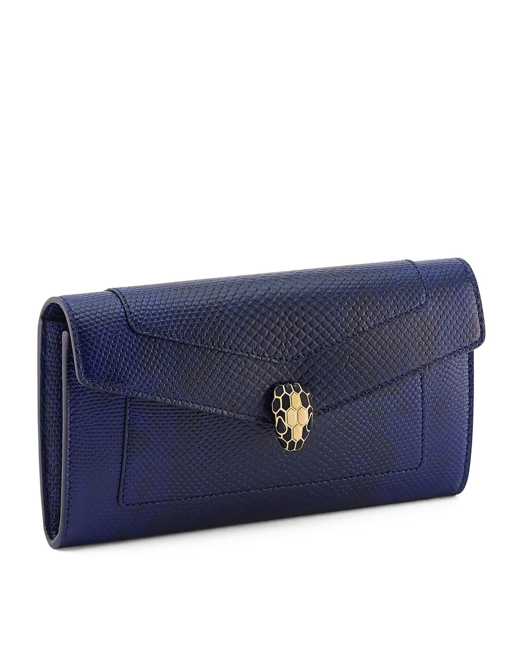 BVLGARI Blue Karung Leather Serpenti Forever Long Wallet