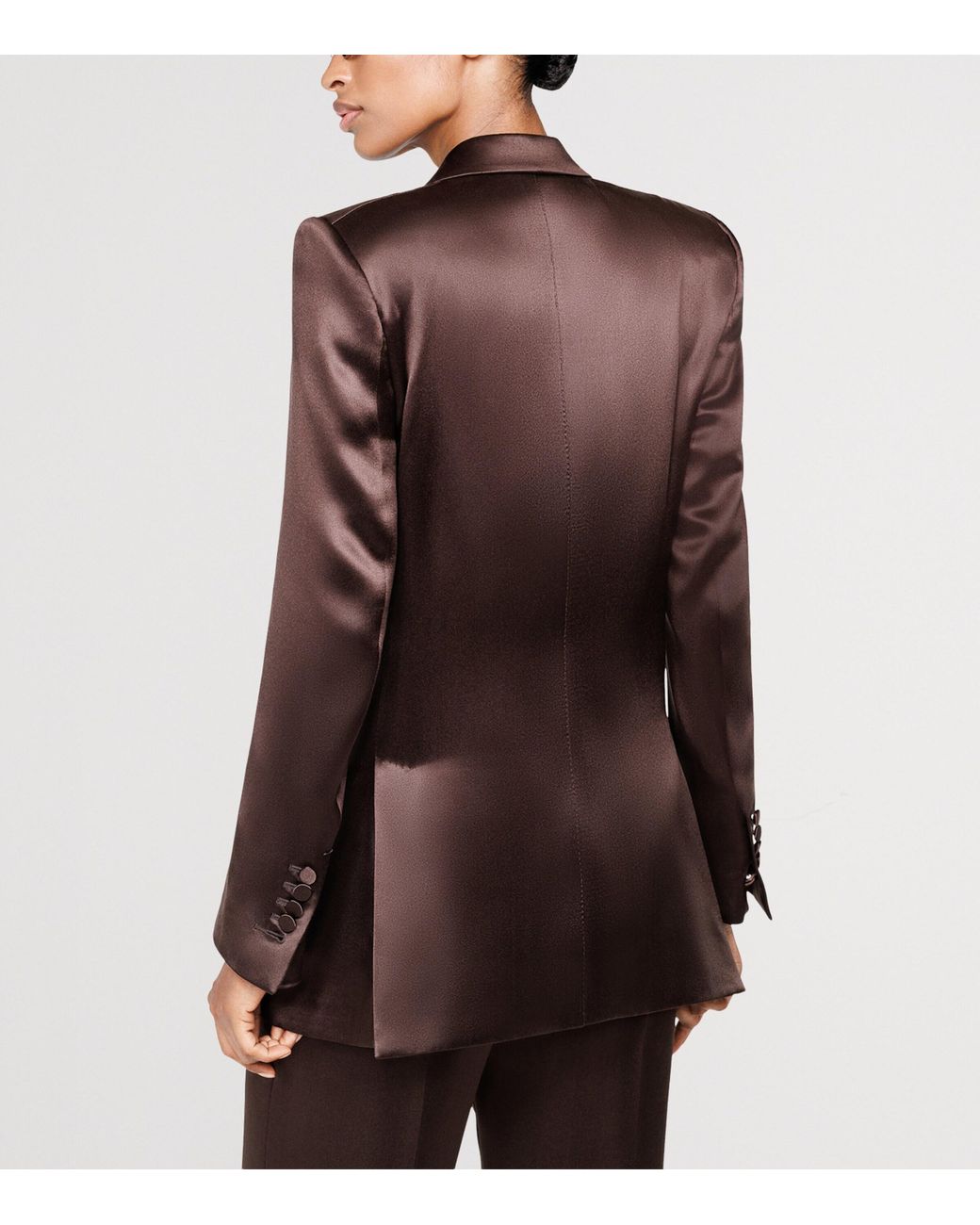Tom Ford Brown Silk Satin Double-Breasted Blazer