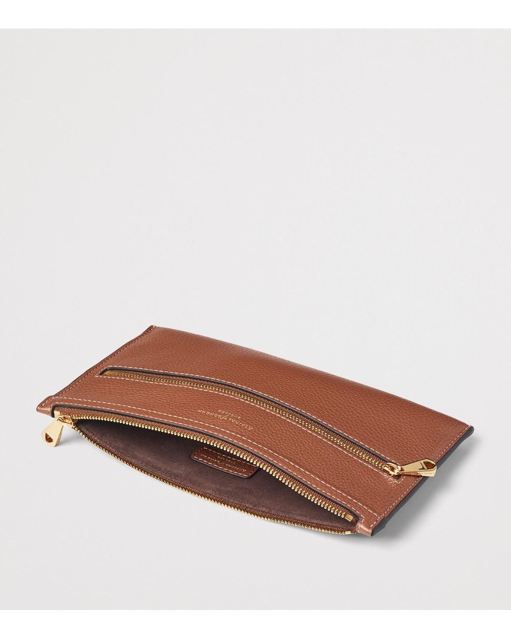 Aspinal Brown Grained Leather Hudson Travel Pouch for men
