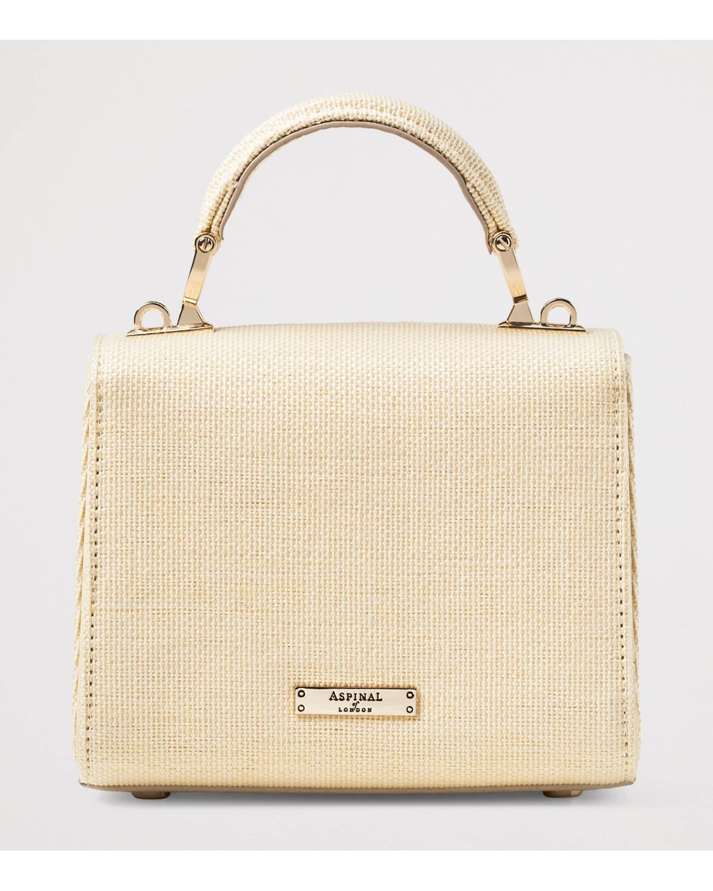Aspinal Metallic Mini Raffia Floral Embroidery Mayfair Bag