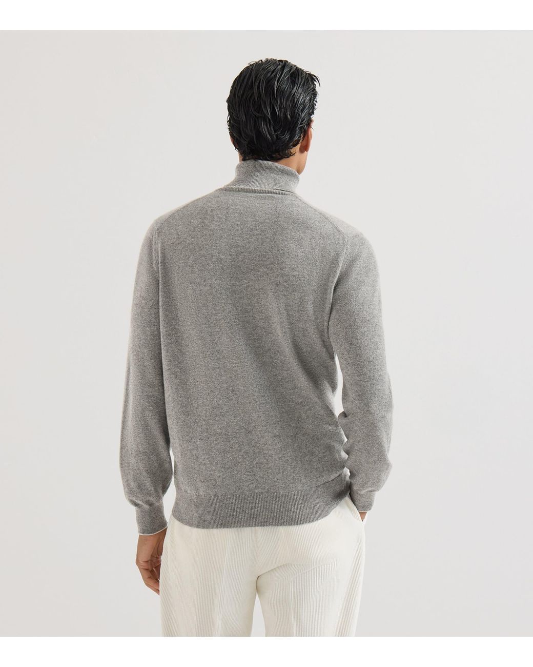 Brunello Cucinelli Gray Cashmere Rollneck Sweater for men