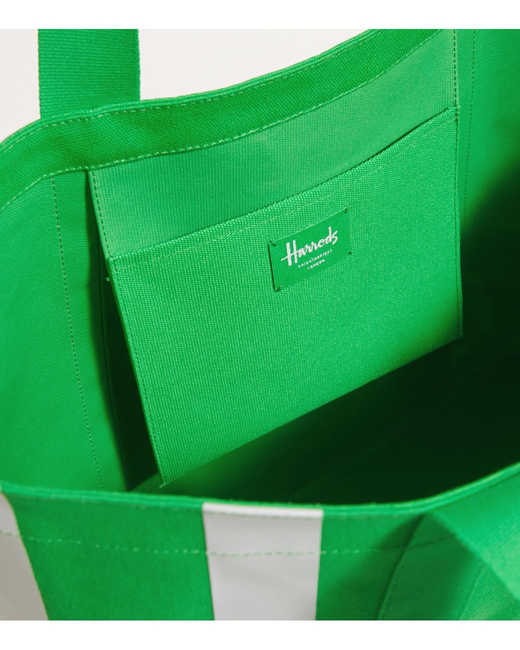 Harrods Green Large Cotton Logo Tote Bag