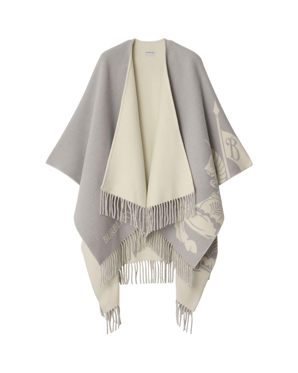 Burberry Gray Wool-Cashmere Ekd Cape