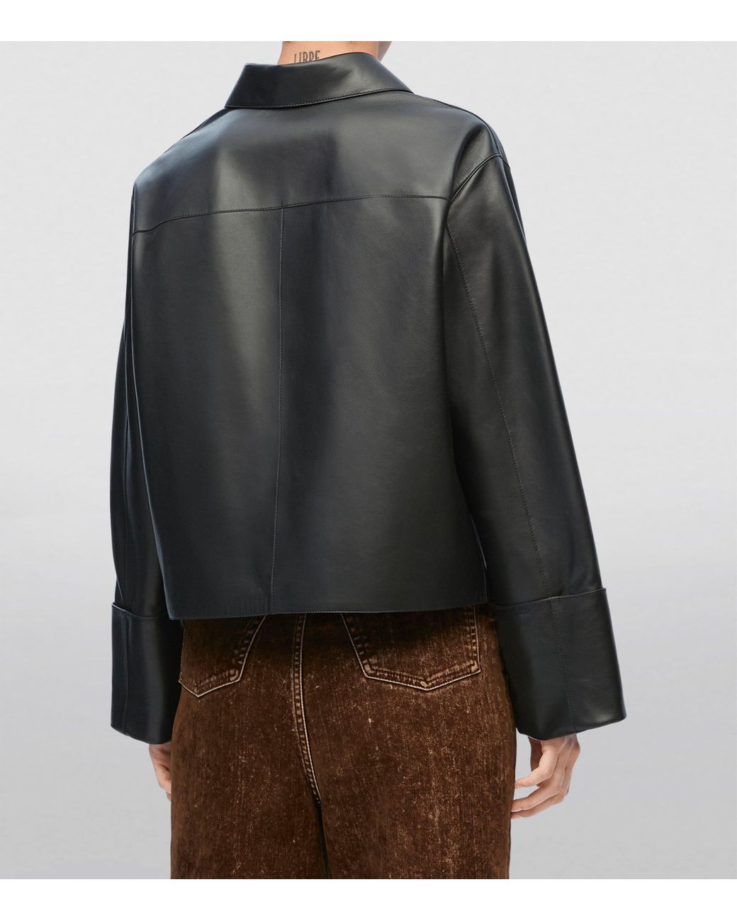 Loewe Black Leather Collared Jacket