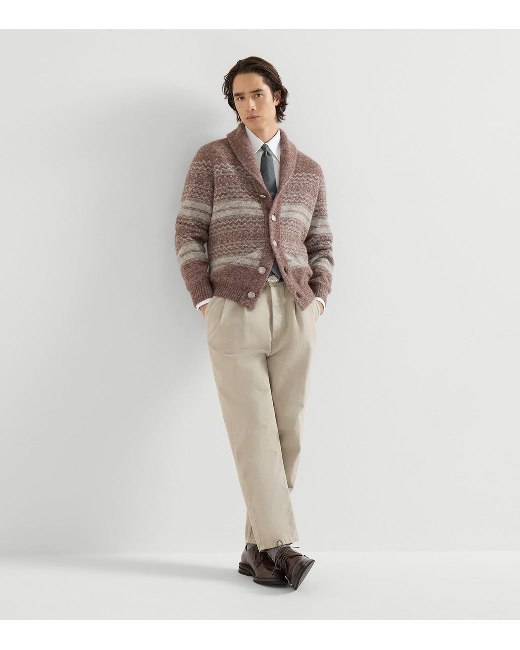 Brunello Cucinelli Natural Cotton Denim Pleated Trousers