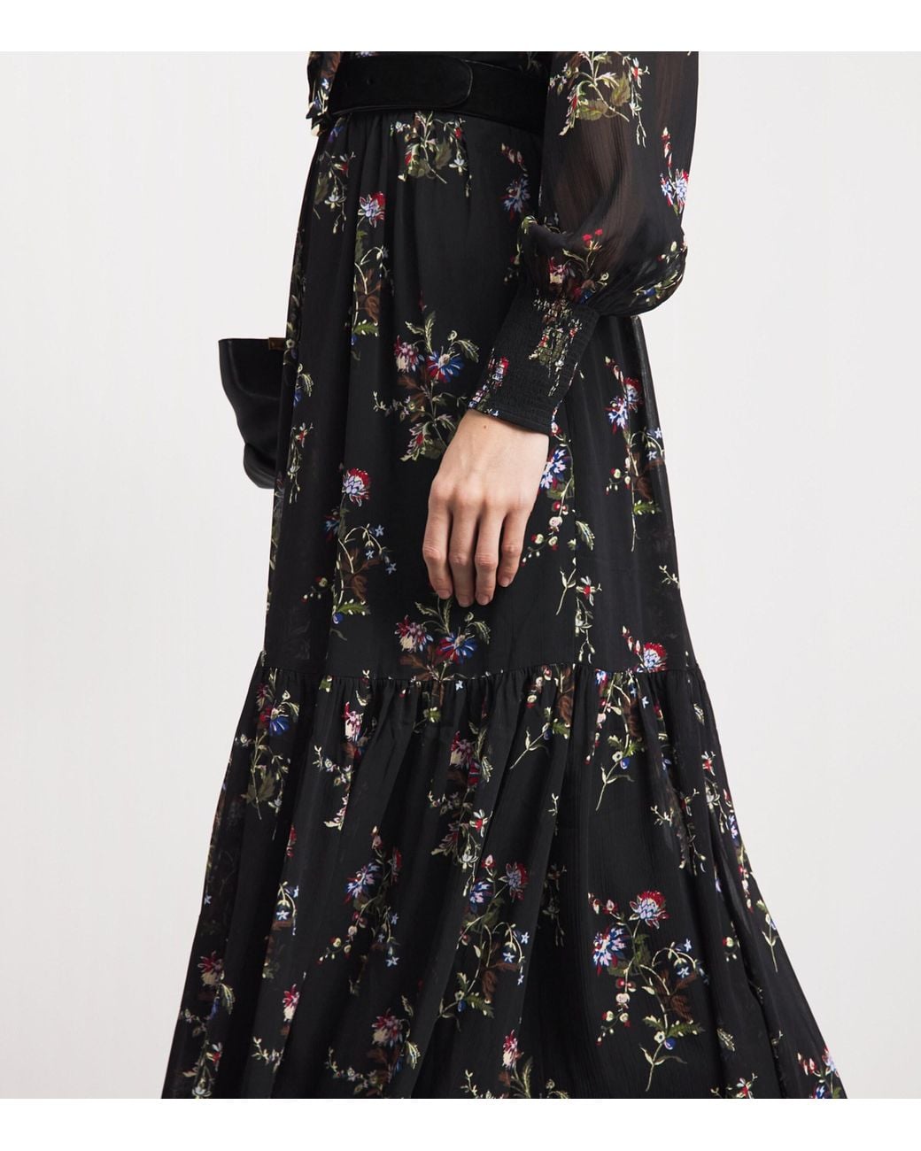 ME+EM Black Georgette Floral Maxi Dress