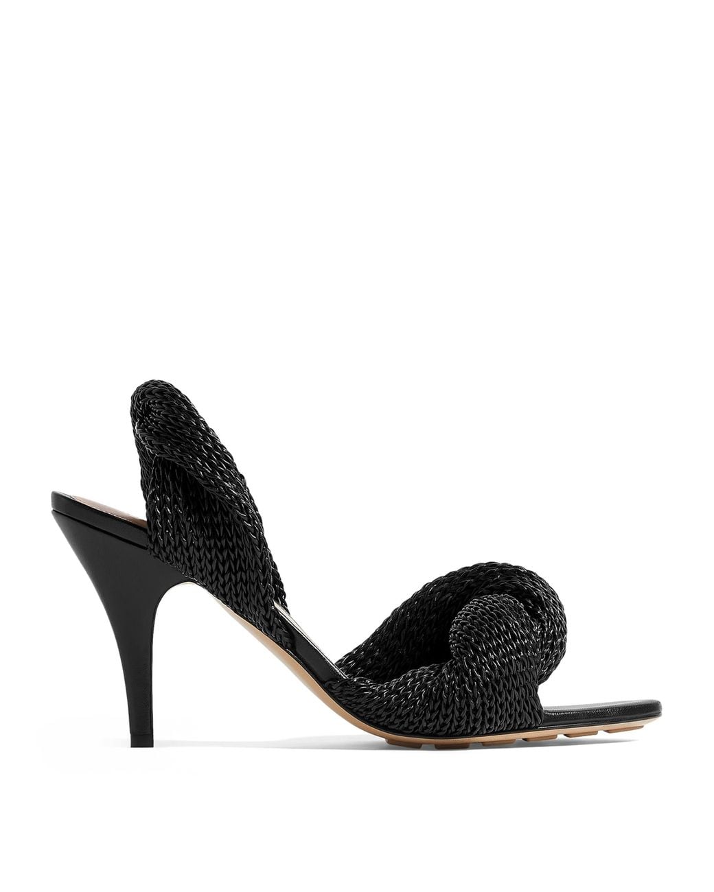 Bottega Veneta Black Lambskin Woven Grace Slingback Sandals 90