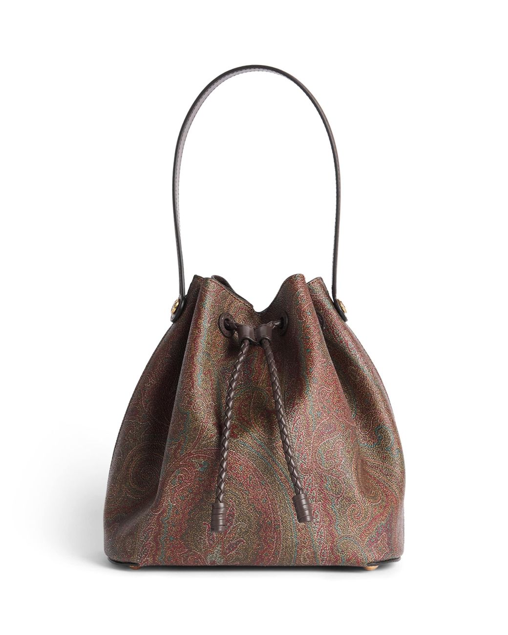 Etro Brown Small Paisley Arnica Bucket Bag