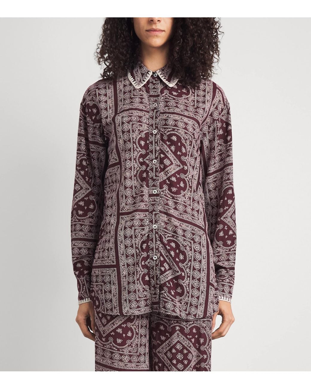 Veronica Beard Purple Paisley Print Lloyd Shirt