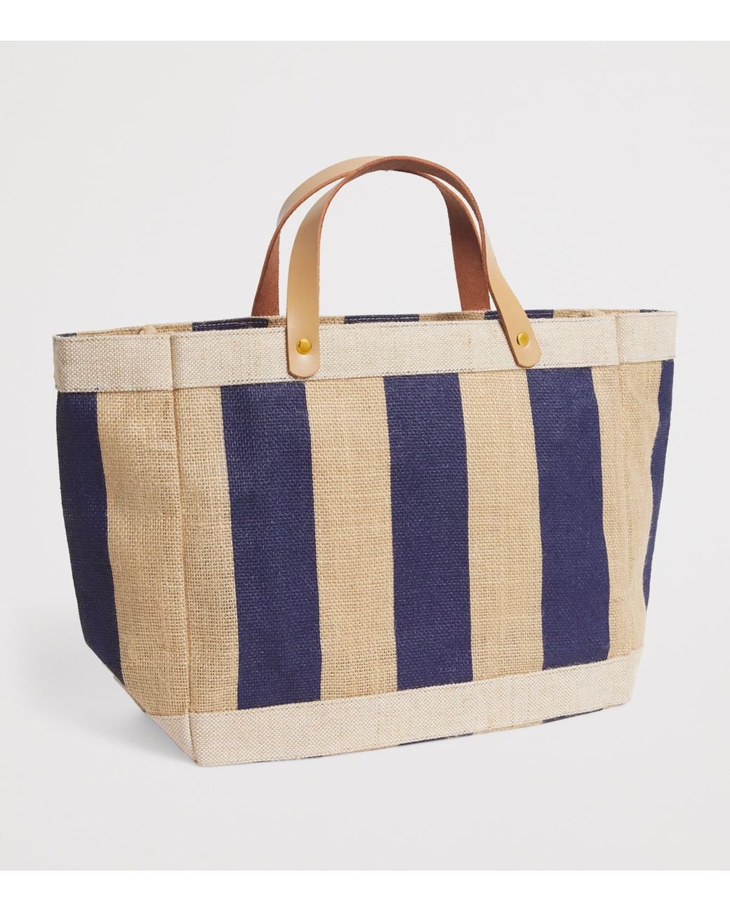 Harrods Blue Small Canvas Stripe Knightsbridge Shopper Bag