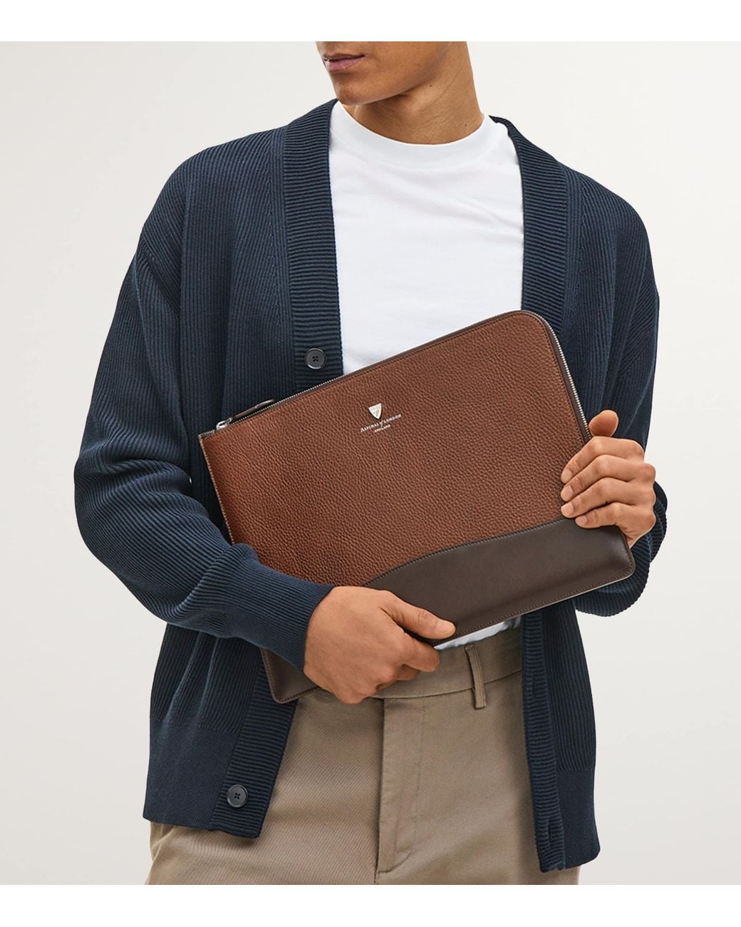 Aspinal Brown Leather Mount Street Laptop Case