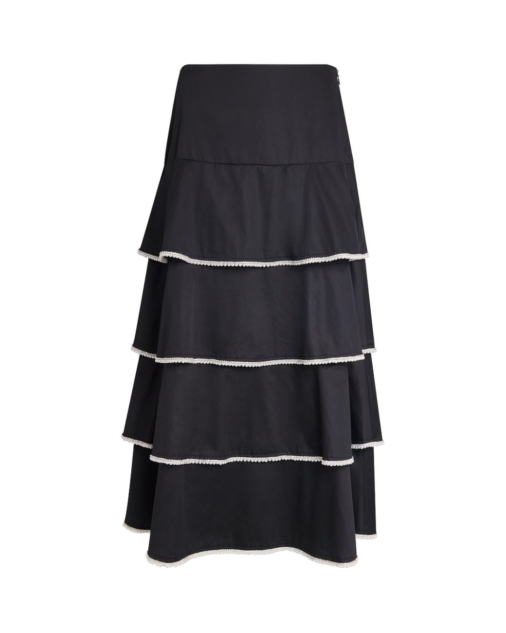 Sandro Black Cotton Embellished Maxi Skirt