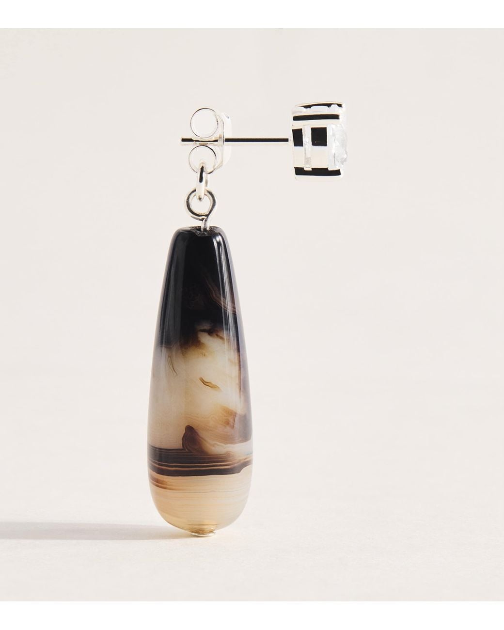 COMPLETEDWORKS Natural Cubic Zirconia And Banded Agate Drop Earrings