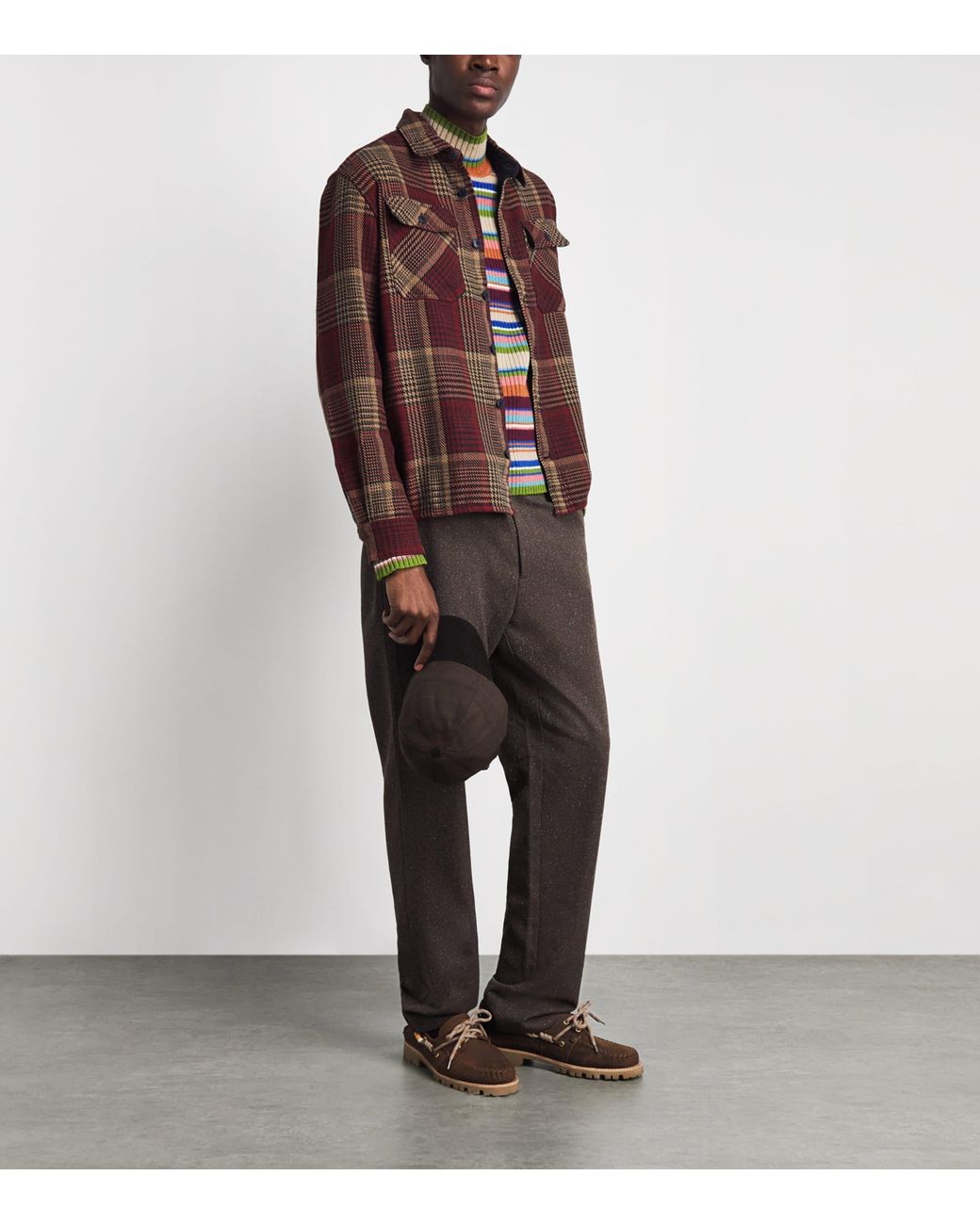 Barbour Brown Cotton Tartan Macklow Baseball Cap for men