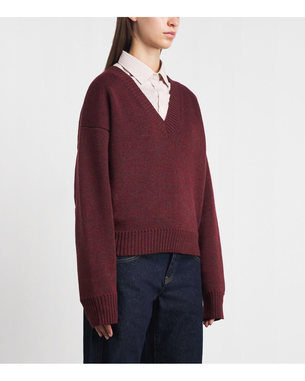 Rohe Red Wool V-Neck Sweater