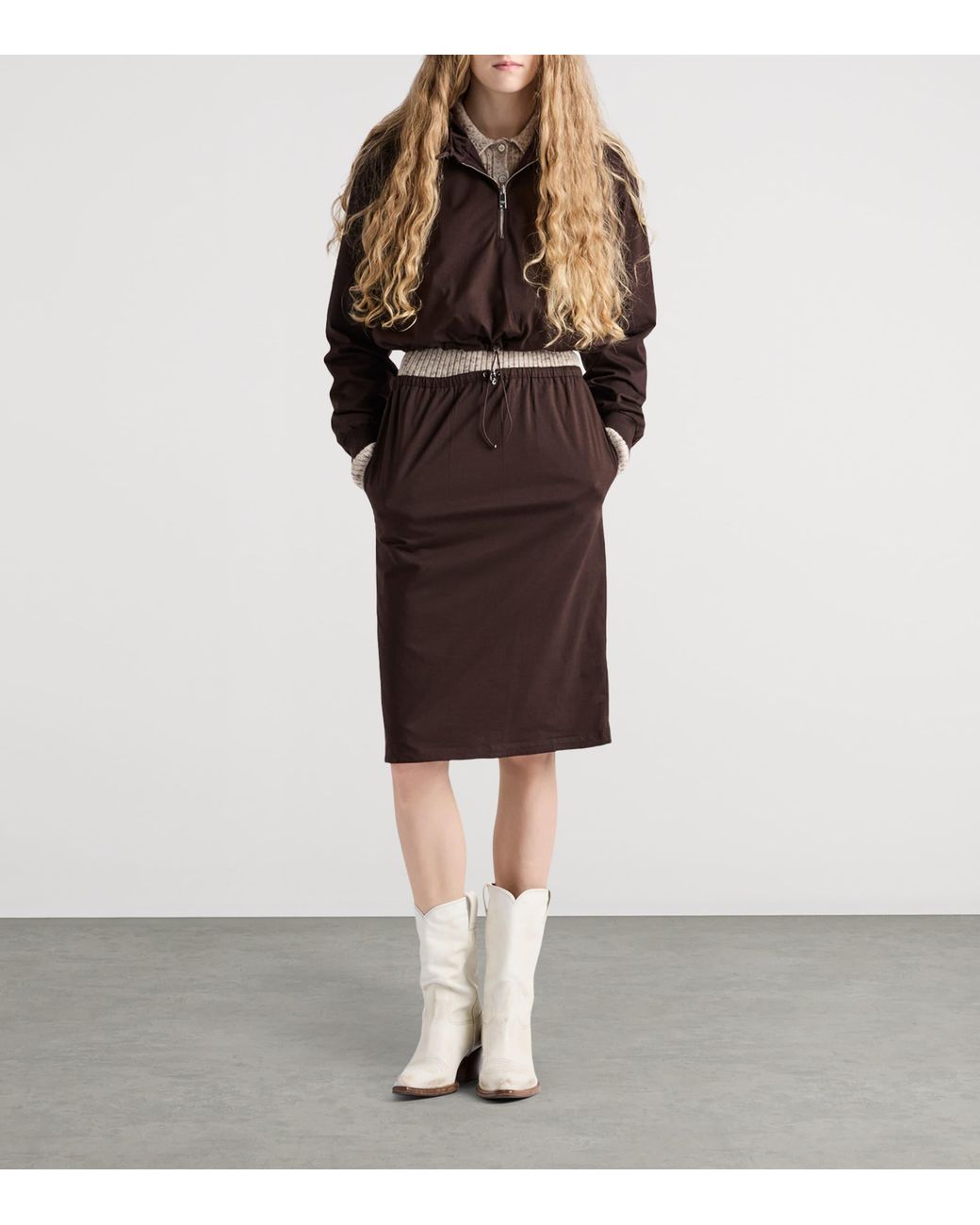 Prada Brown Reversible Half-Zip Hoodie