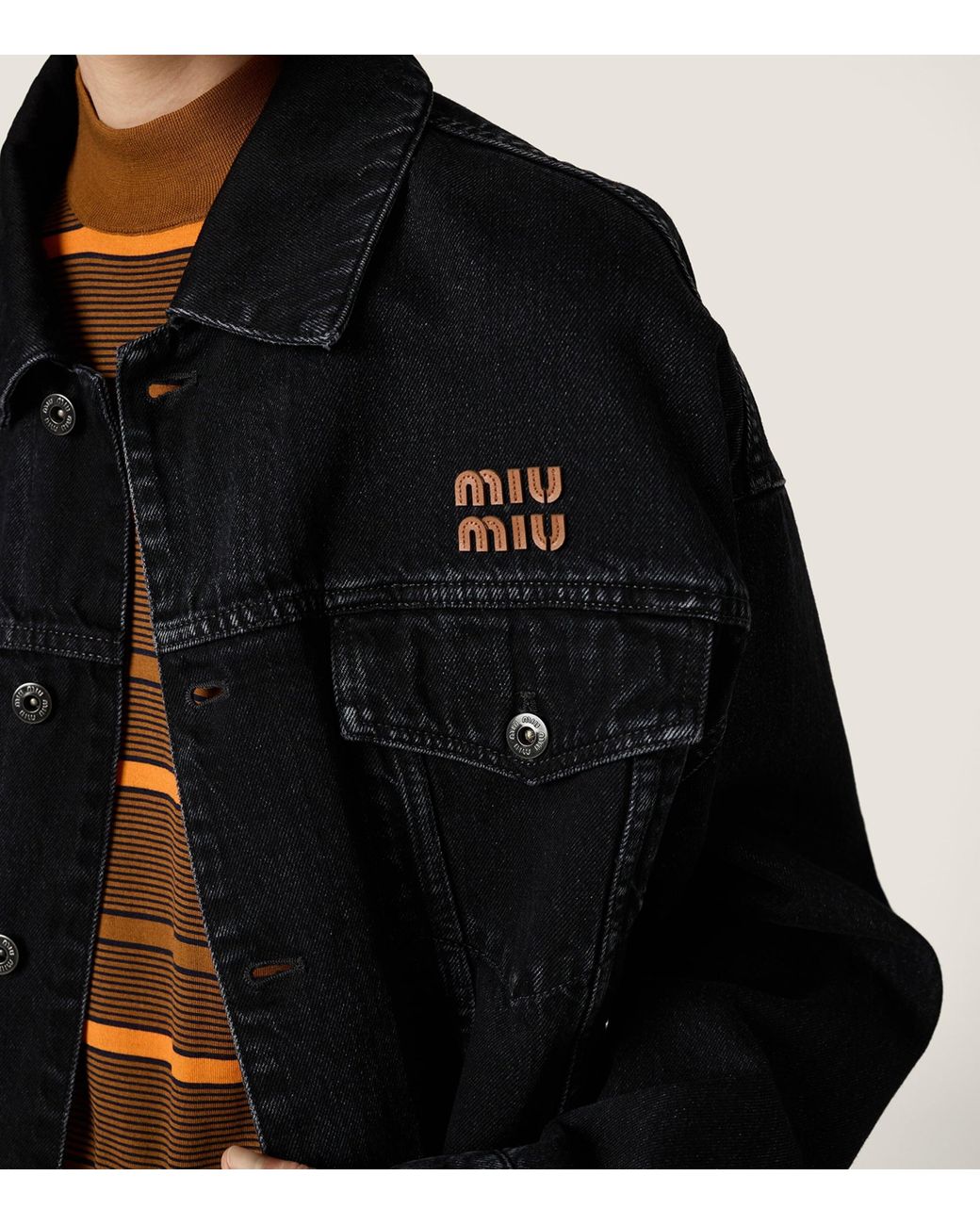 Miu Miu Black Raw-Hem Denim Jacket