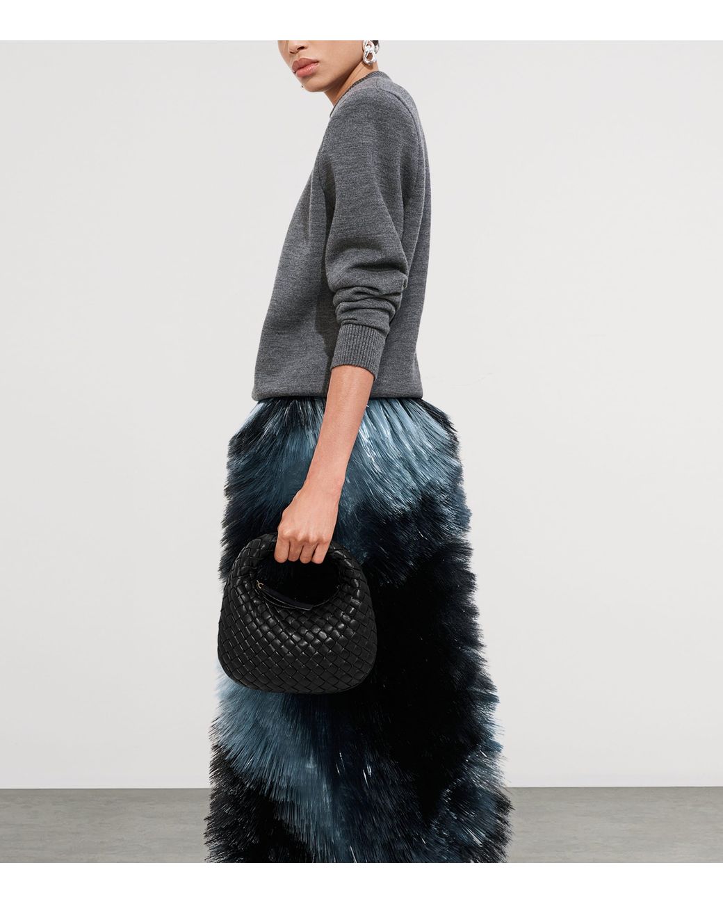 Bottega Veneta Black Baby Leather Veneta Shoulder Bag