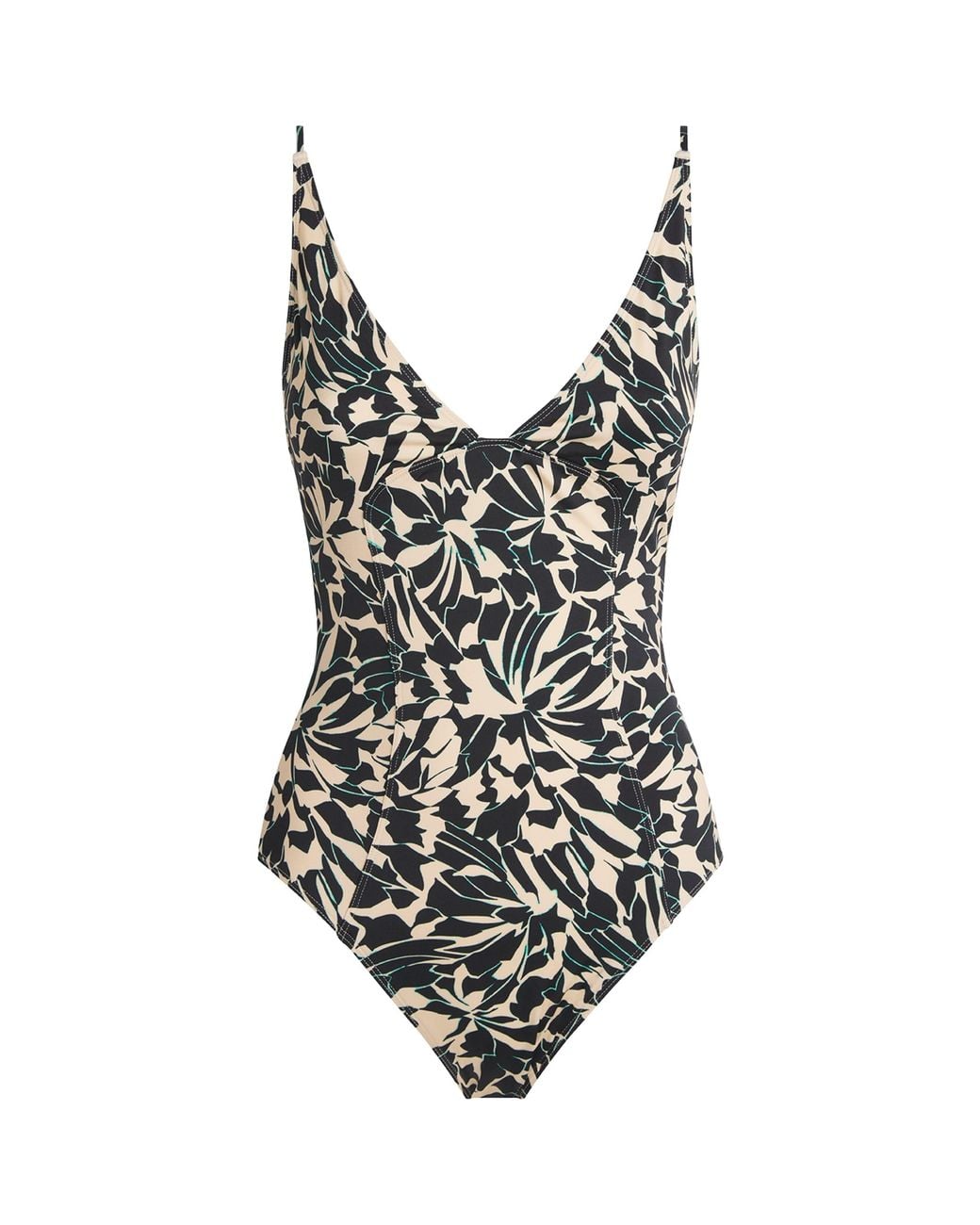 Ulla Johnson Black Printed V-Neck Alba Swimsuit