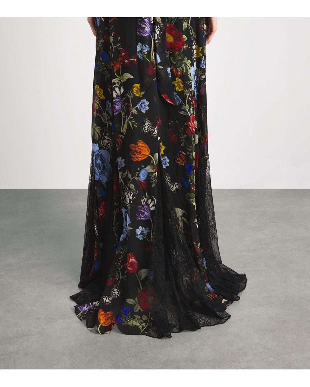 Alice + Olivia Black Floral Print Nisa Maxi Dress
