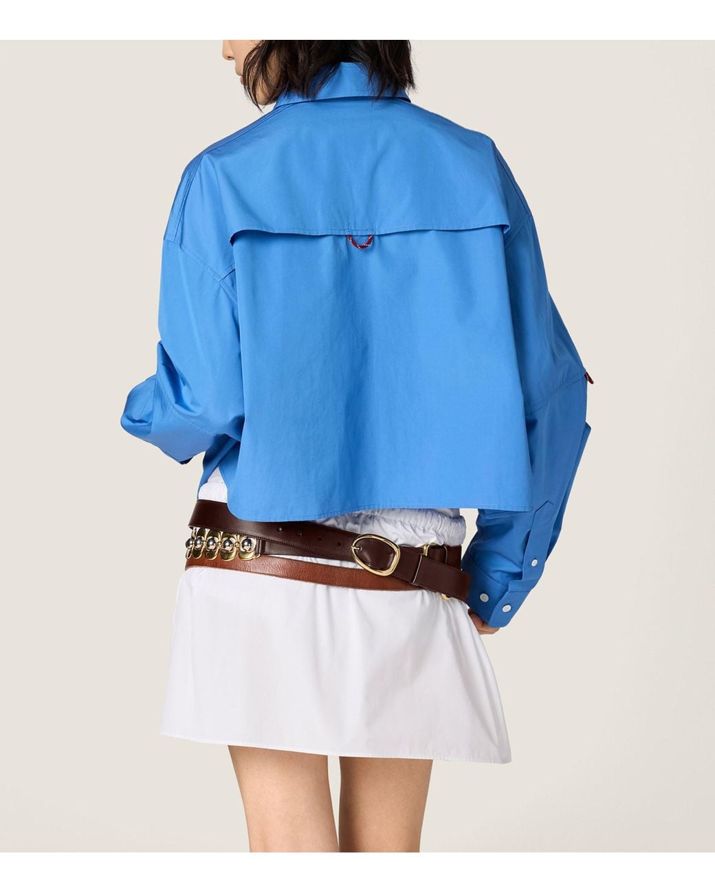 Miu Miu White Cotton Flared Mini Skirt