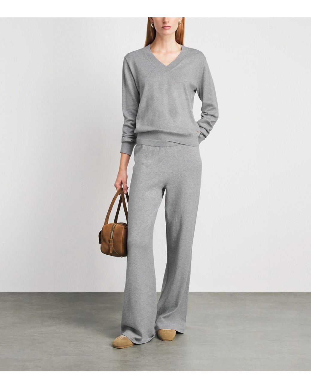 ÉTERNE Gray Cotton-Cashmere Lennox Sweater