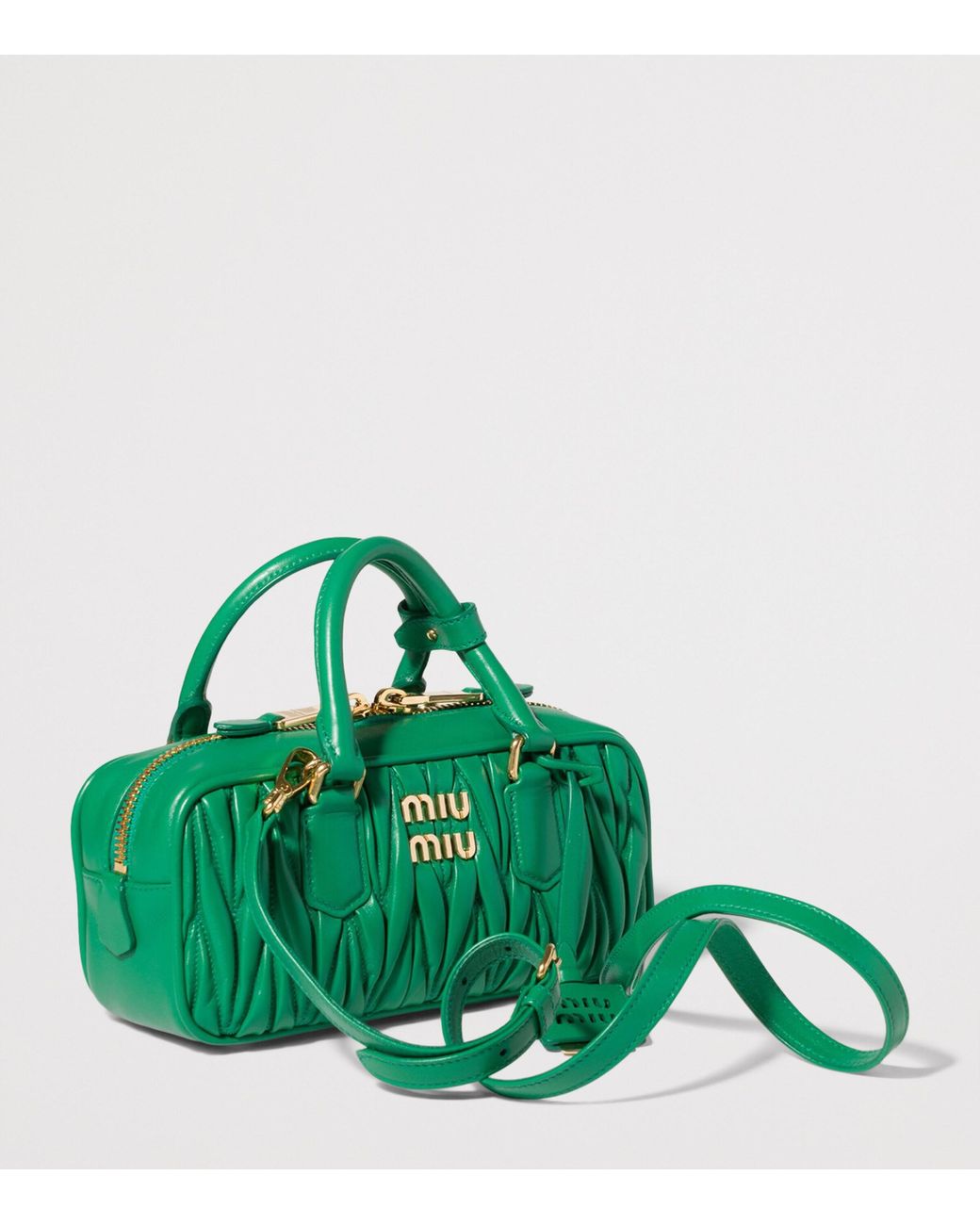 Miu Miu Green Nappa Leather Matelassé Arcadie Top-Handle Bag