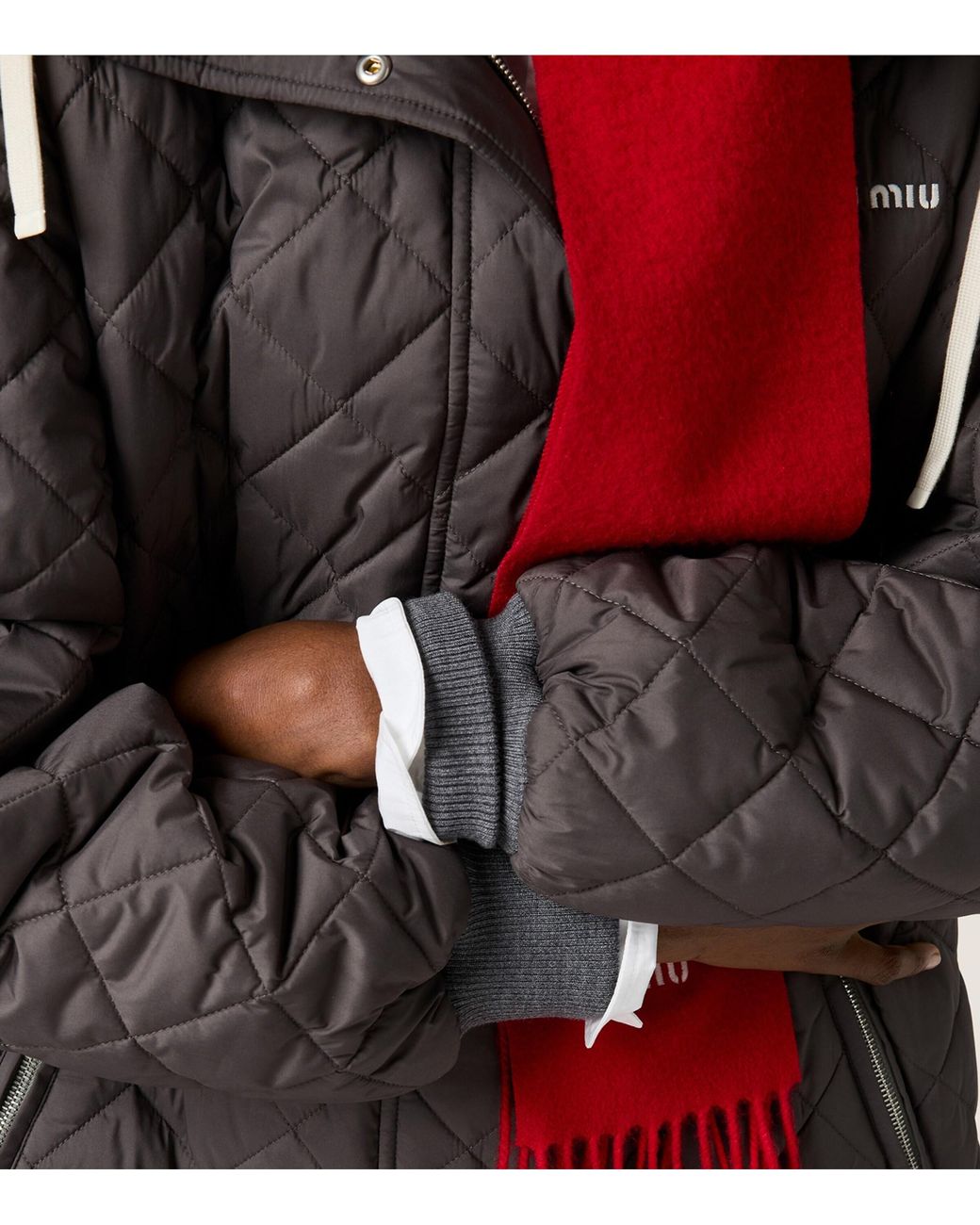 Miu Miu Gray Technical Ponge Down Quilted Coat