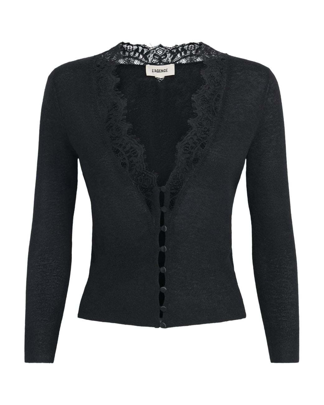 L'Agence Black Lace-Trim Eluna Cardigan