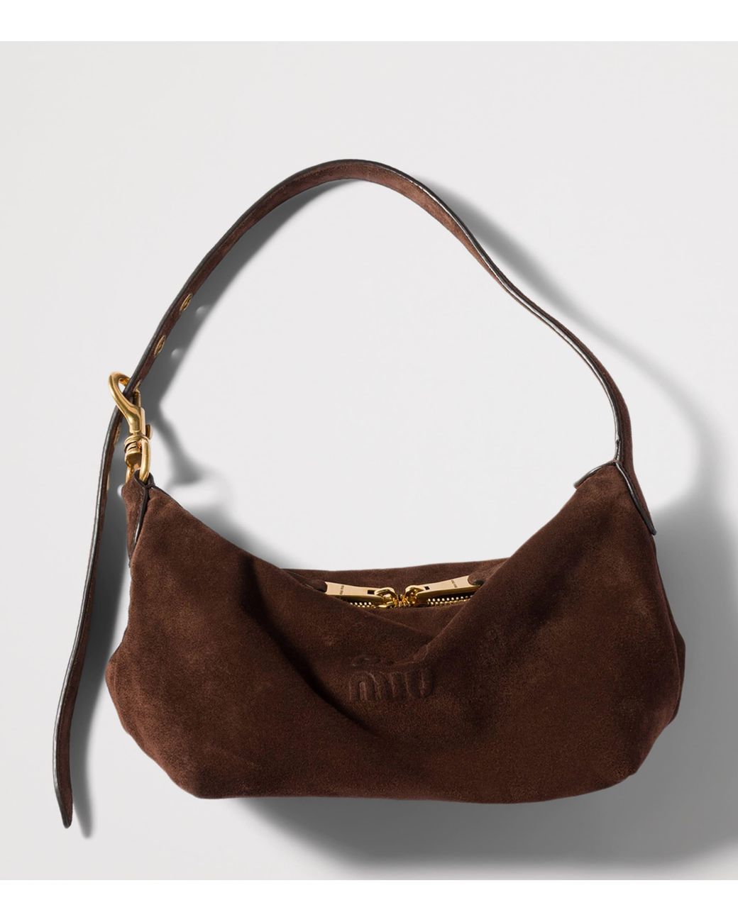 Miu Miu Brown Small Suede Spirit Shoulder Bag
