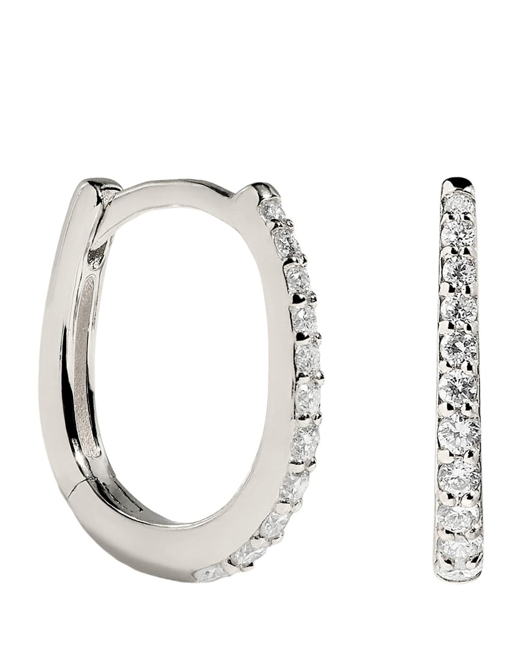 Astrid & Miyu White And Diamond Pavé Huggies