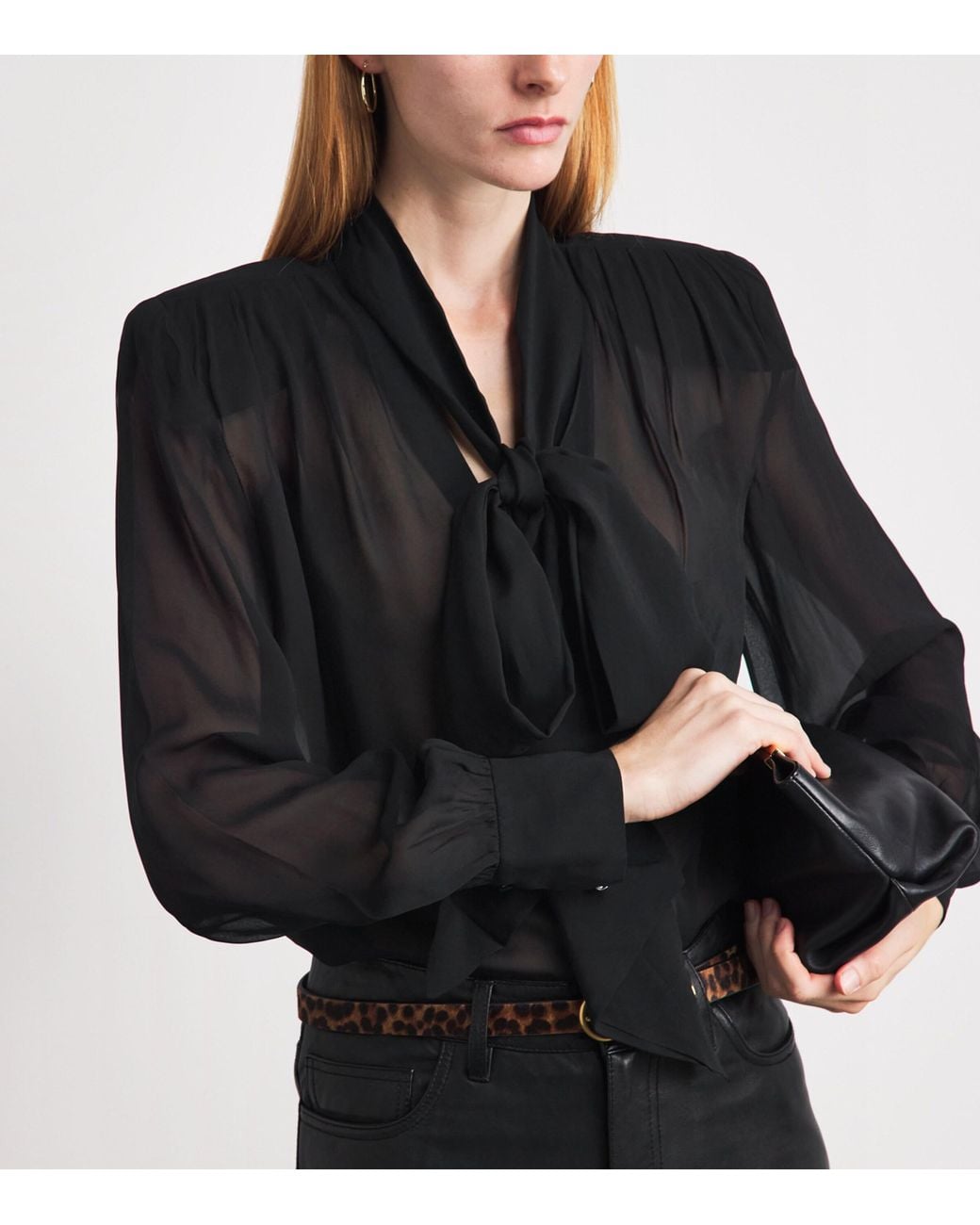 Toccin Black Chiffon Tie-Neck Kaila Blouse