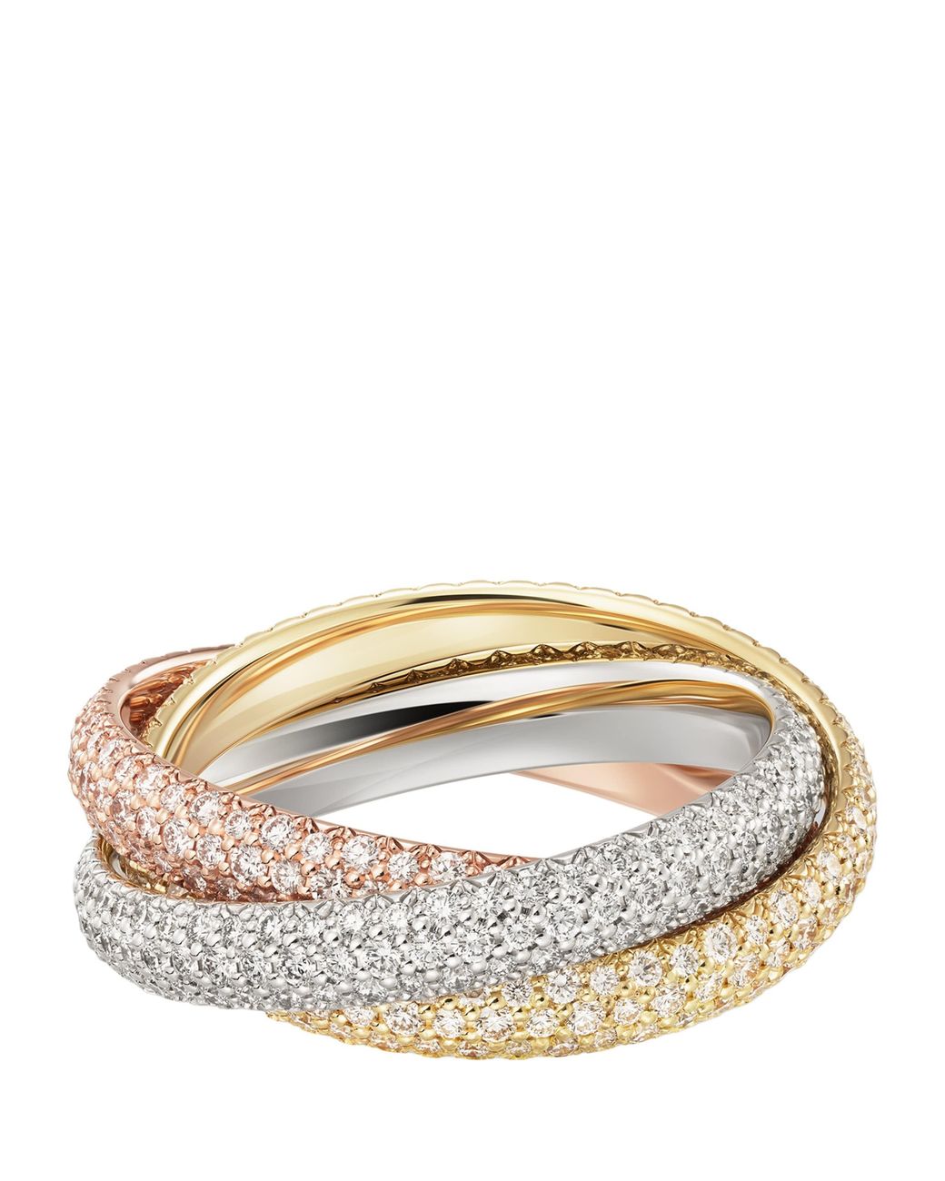 Cartier Metallic Medium, Rose And Diamond Trinity Ring