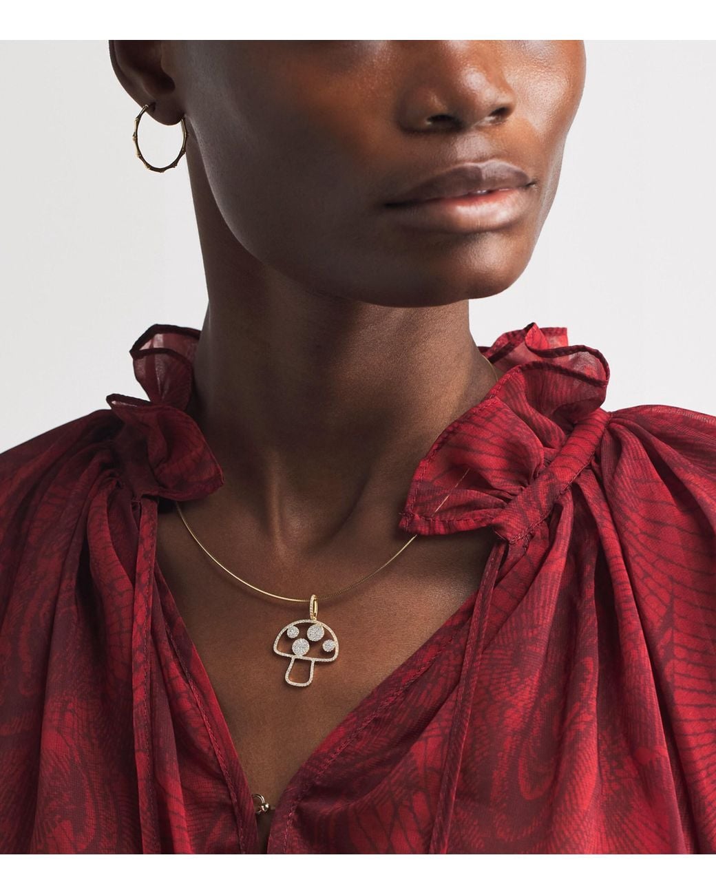 Rosa De La Cruz Natural And Diamond Mushroom Pendant