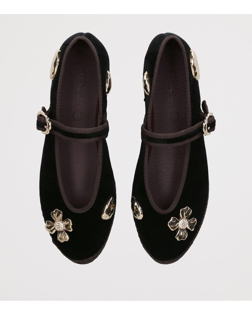 Flabelus Black Velvet Mae Pierre Mary Jane Flats