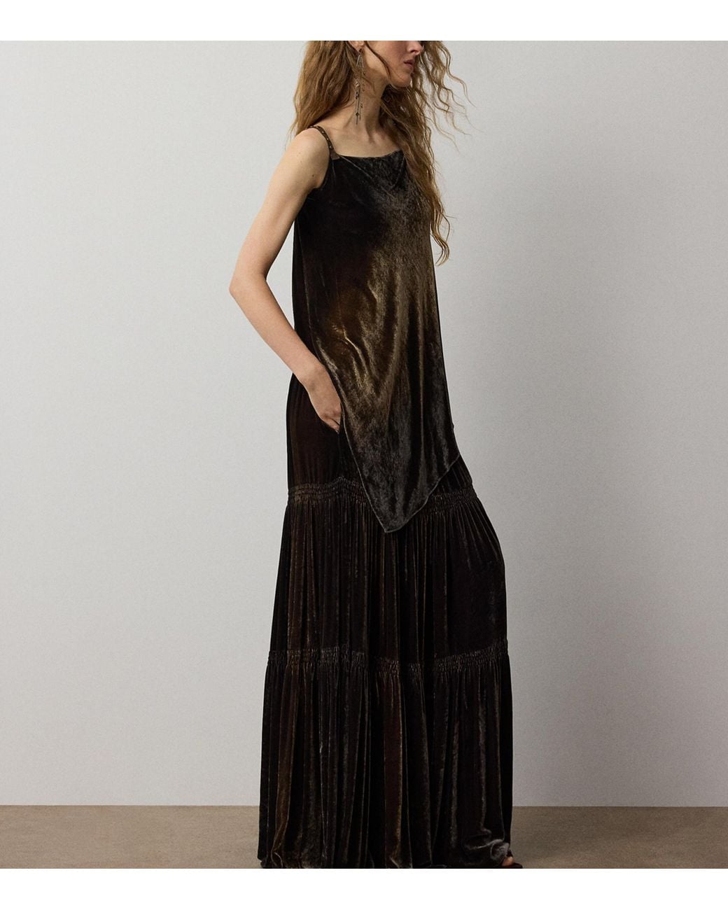 Ralph Lauren Black Velvet Janie Maxi Skirt